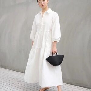 Modern Citizen Delia Poplin Tiered Maxi Dress | White Size 1X